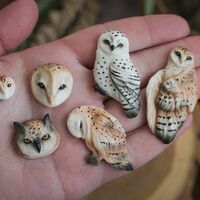 Barn owl cabochons White owl cabs Owl head Bird face Cabochon for beaded embroidery and meta...