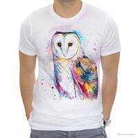 Barn owl  T-shirt, Unisex T-shirt, ring spun Cotton 100%, watercolor print T-shirt, T shirt ...