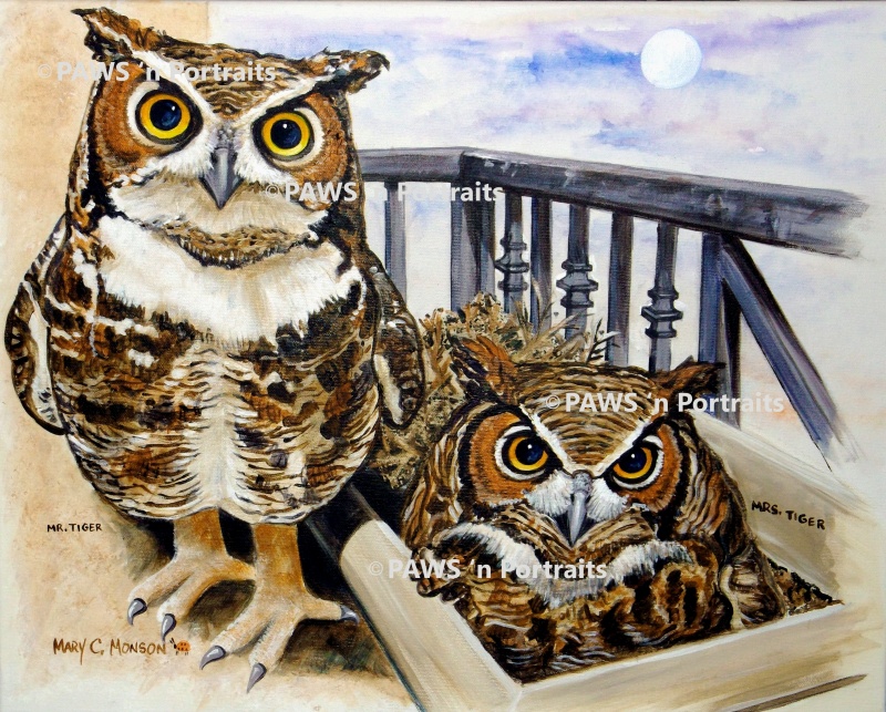 Great Horned Owl painting