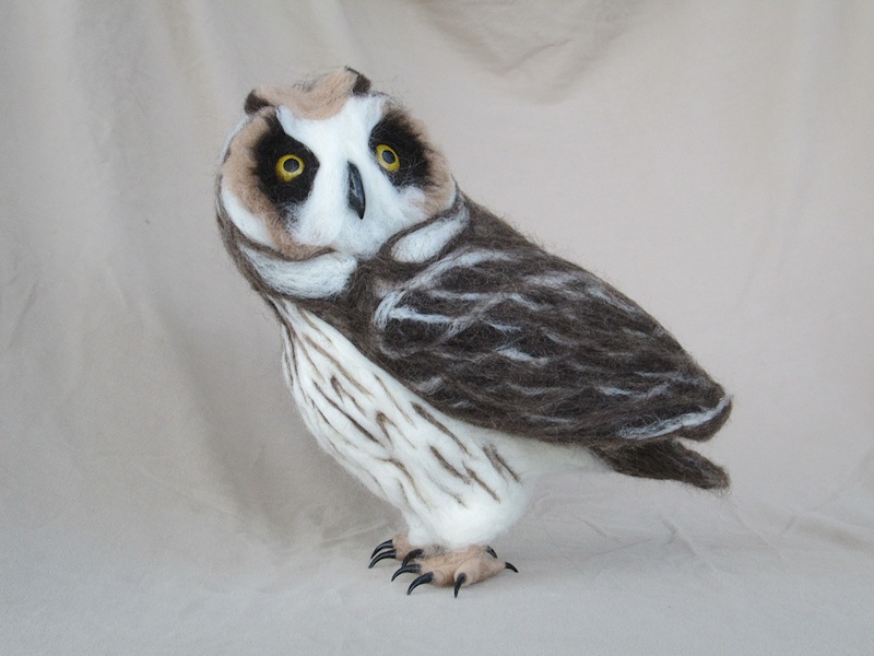 Needle-felted Short-eared Owl