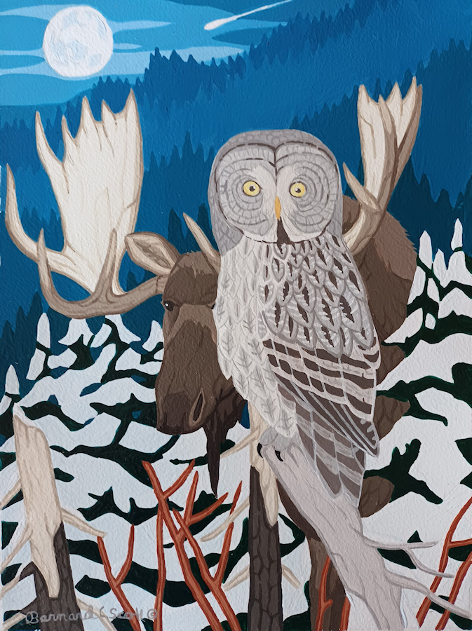 Great Grey Owl painting