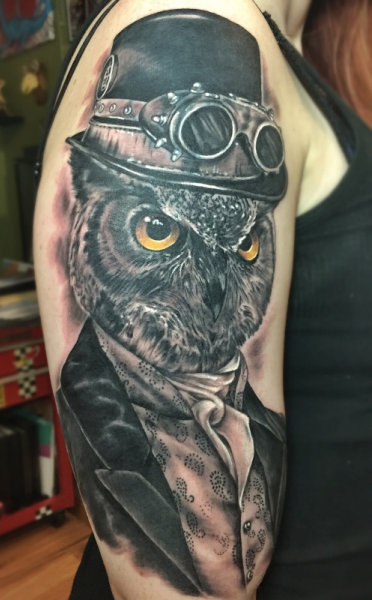 Steampunk Owl tattoo