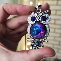 Owl jewelry Space Gift Necklace pendant Bird Fantasy jewellery Totem For women men