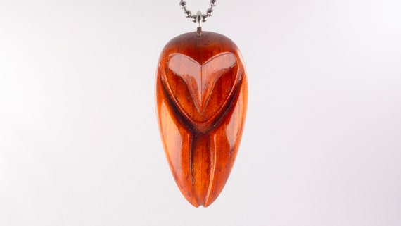 Wooden owl handmade pendant necklace