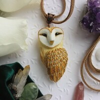 Owl jewelry Pendant with barn owls Bird necklace Nature jewelry with raptor bird