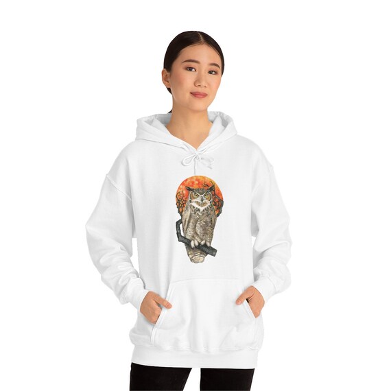 Blood Moon and Great Horned Owl Unisex Hooded Sweatshirt