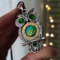Owl jewelry Unique Gift Whimsical necklace Original jewelry pendant Unusual Bird Christmas g...