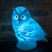 Owl Blue Led Night Light Figurine,Owl Night Lamp,Housewarming Gift,Owl Figurine