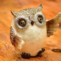 Shiny Owl Figurine - Adorable Handmade Collectible with Big Eyes for Owl Lovers