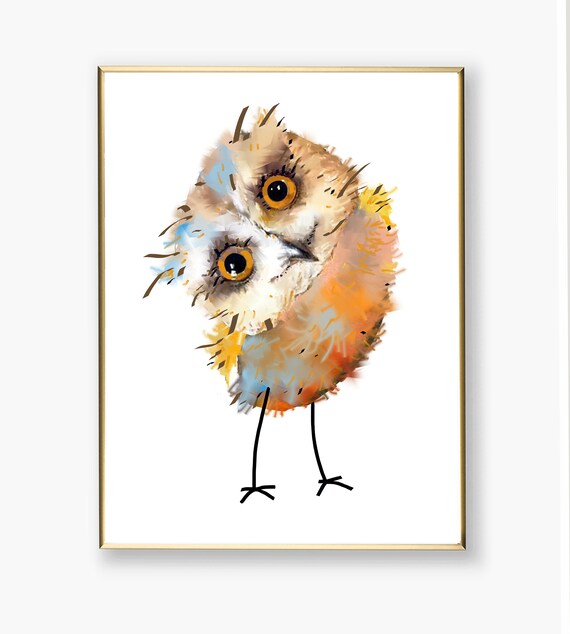 Little Owl Art Print Illustration, Nursery Decor, Cute Owl, Gift for Owl Lovers