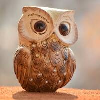 Handmade Christmas Gift: Shiny Brown Owl Figurine, Cute Home Decor Accent