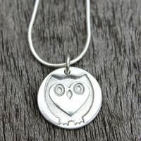 Silver owl necklace, pendant