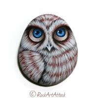 Owl Hand Painted Pebble Fridge Magnet