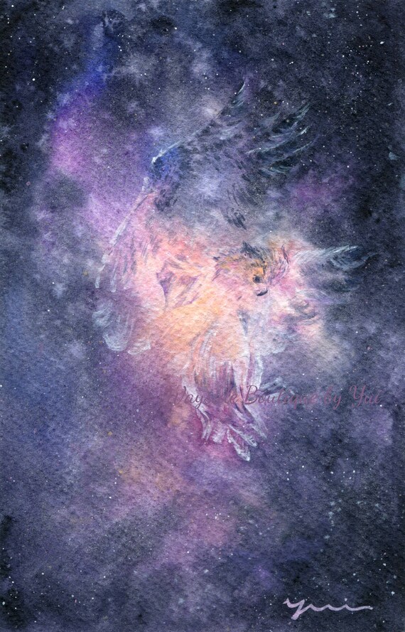 Owl Spirit no2- ORIGINAL watercolor painting 7.5x11 inches