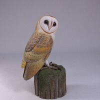 5.5 inch Barn Owl Hand Carved Wooden Bird Carving