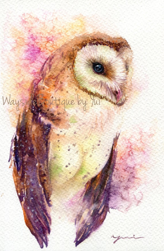 PRINT -Bran owl- Watercolor painting 7.5 x 11”