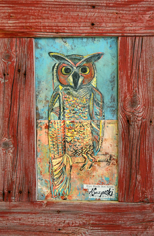 Mixed media owl art