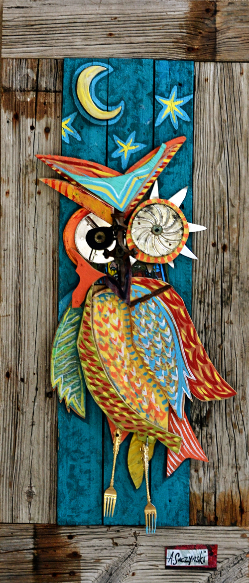 Mixed media owl art