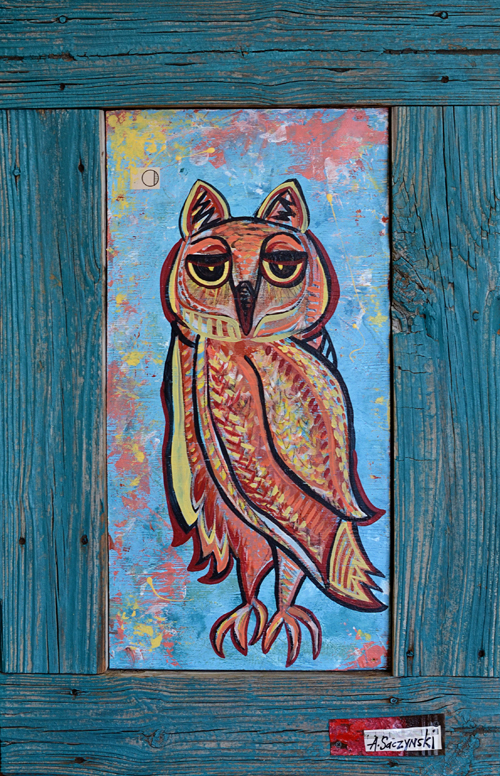 Mixed media owl art