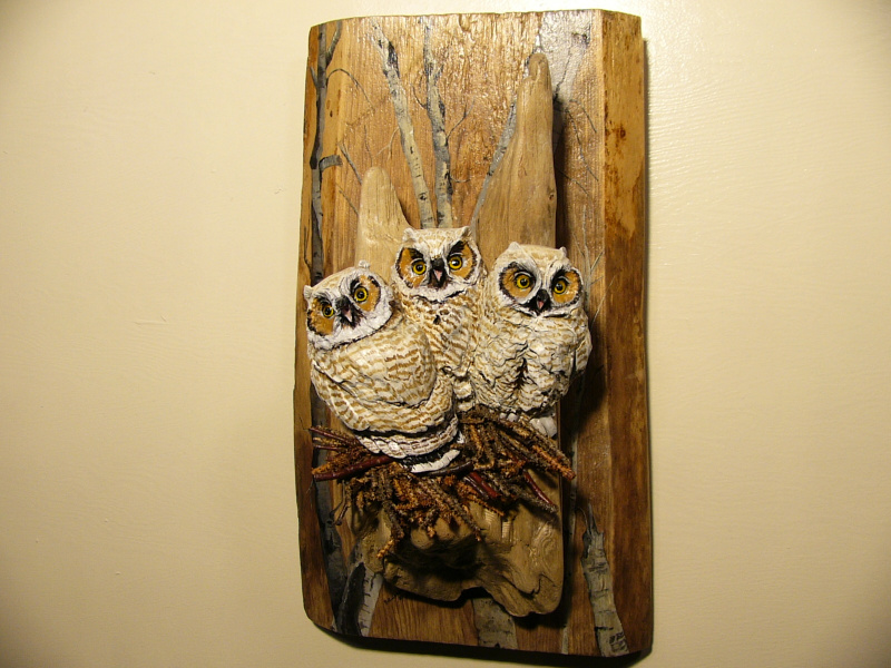 Great Horned Owls sculpture