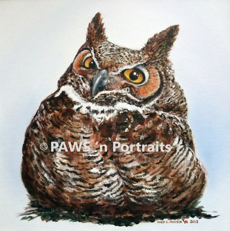 Great Horned Owl painting