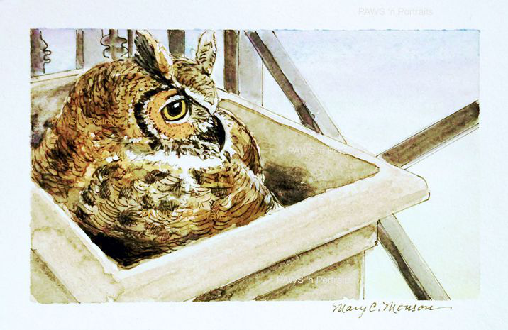 Great Horned Owl painting