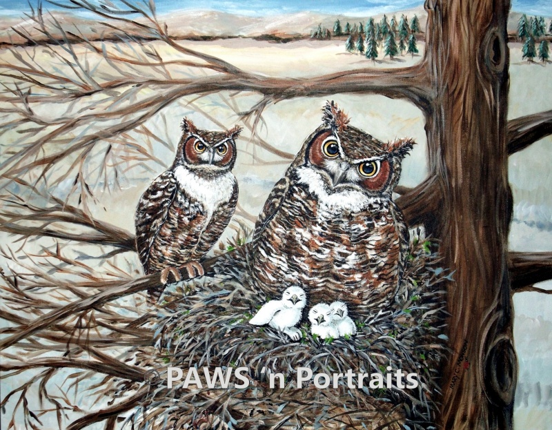 Great Horned Owl painting