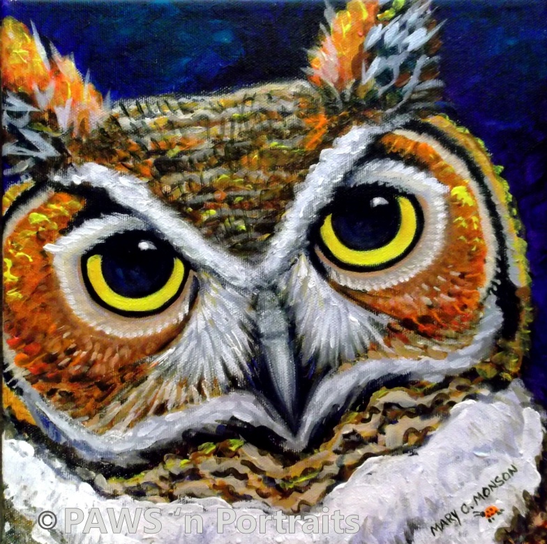 Great Horned Owl painting