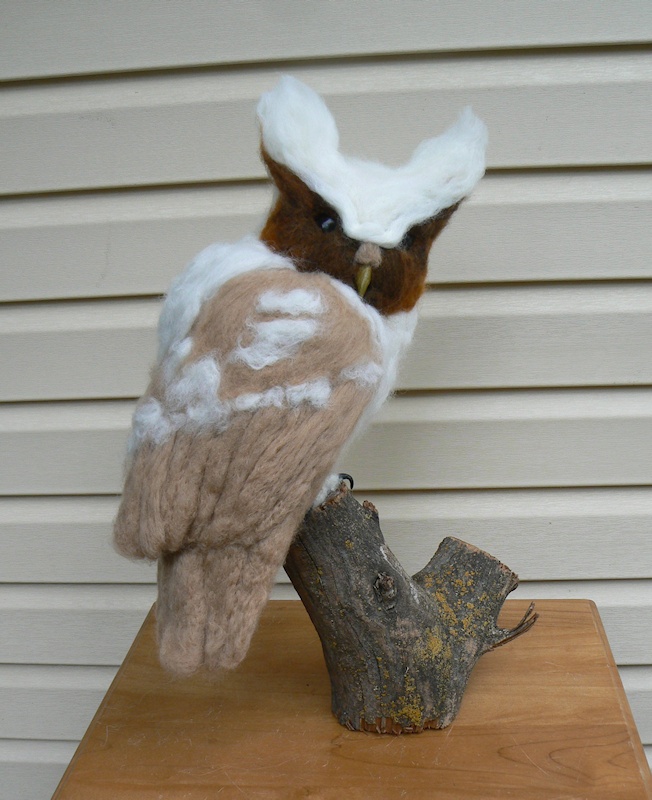 Needle-felted Crested Owl
