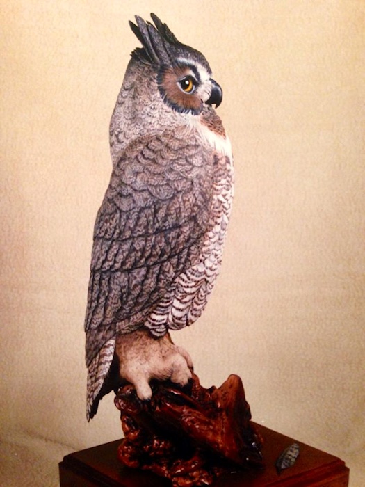 Great Horned Owl carving