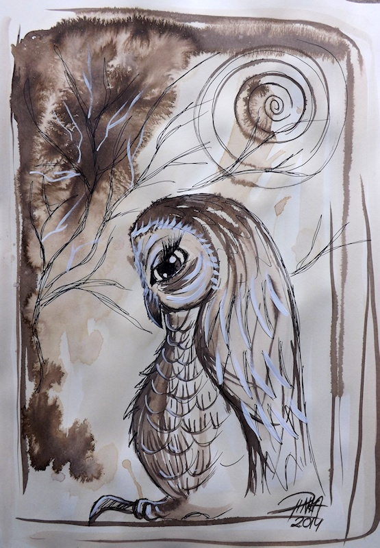 Owl coffee painting