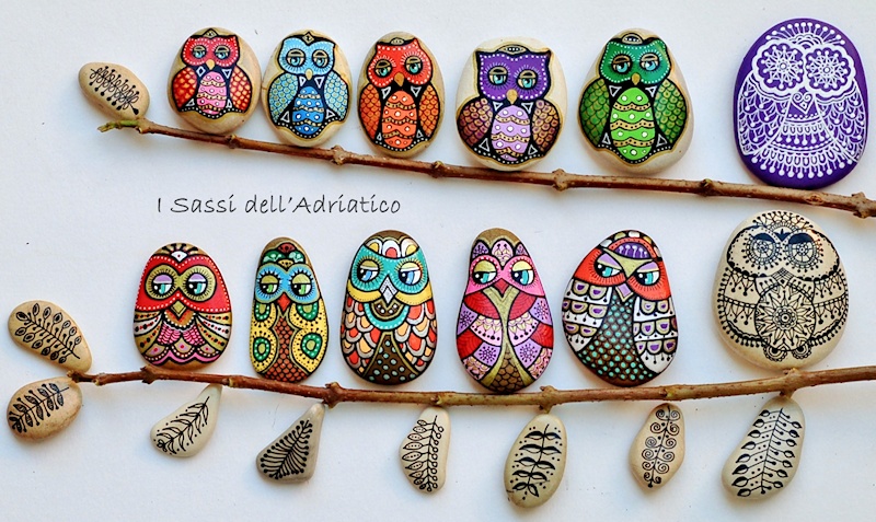 Painted Owl Stones