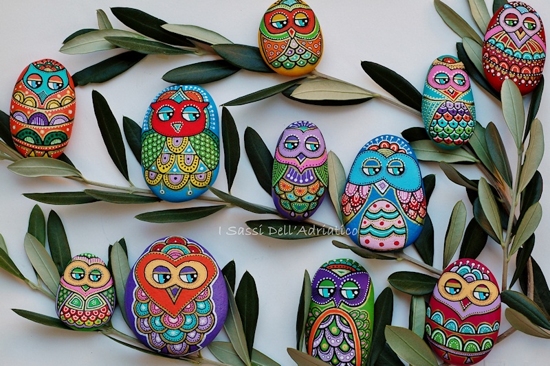 Painted Owl Stones