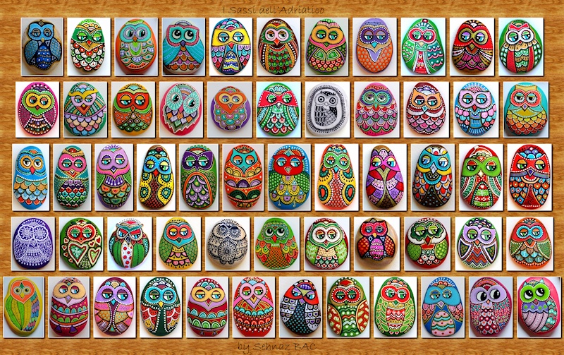 Painted Owl Stones