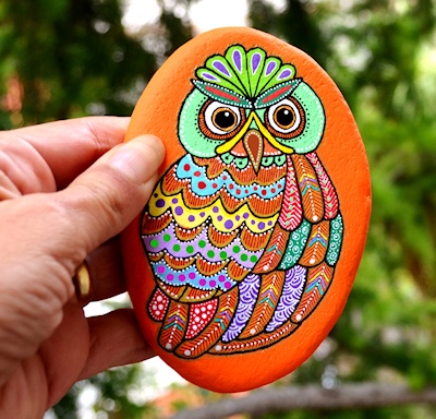 Painted Owl Stones