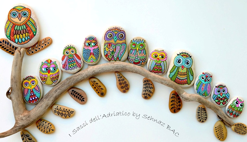 Painted Owl Stones