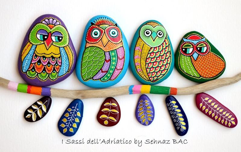 Painted Owl Stones