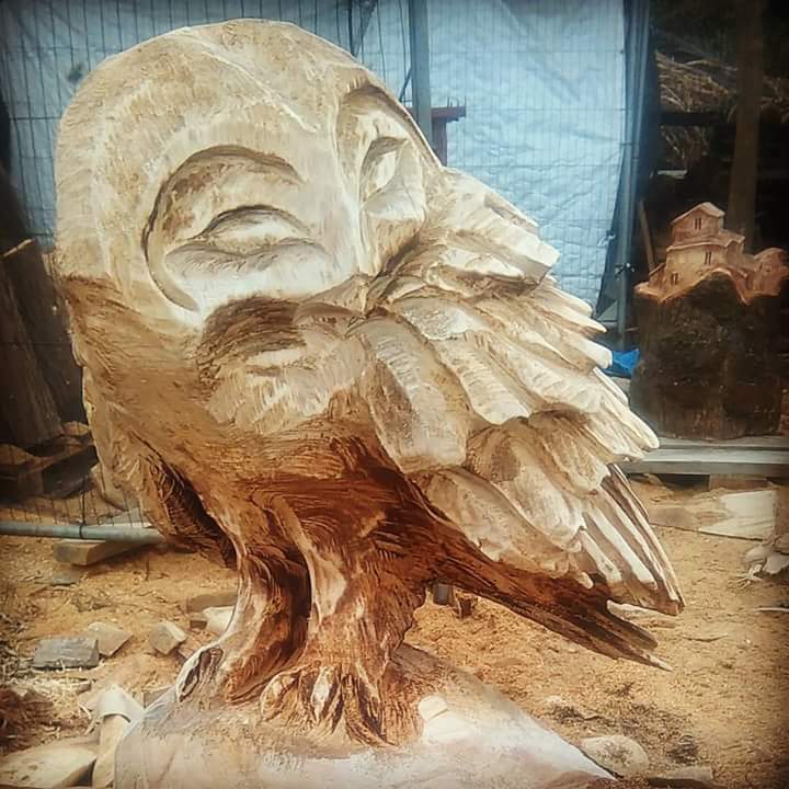 Owl chainsaw sculpture