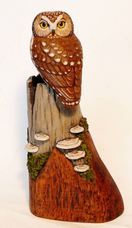 Northern Saw-whet Owl carving