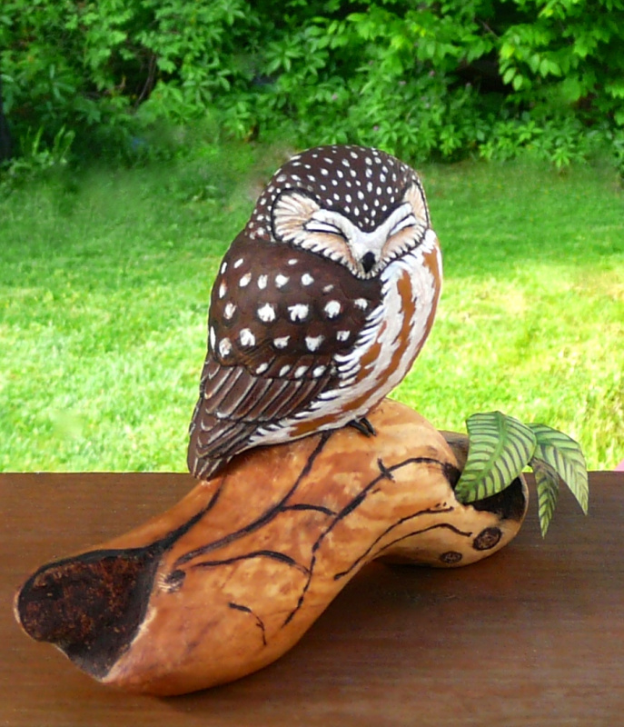Northern Saw-whet Owl carving