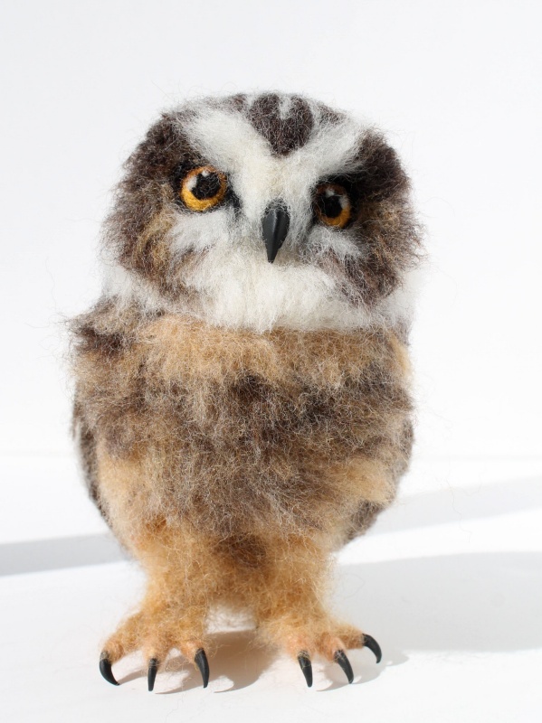 Needle-felted Saw-whet Owl