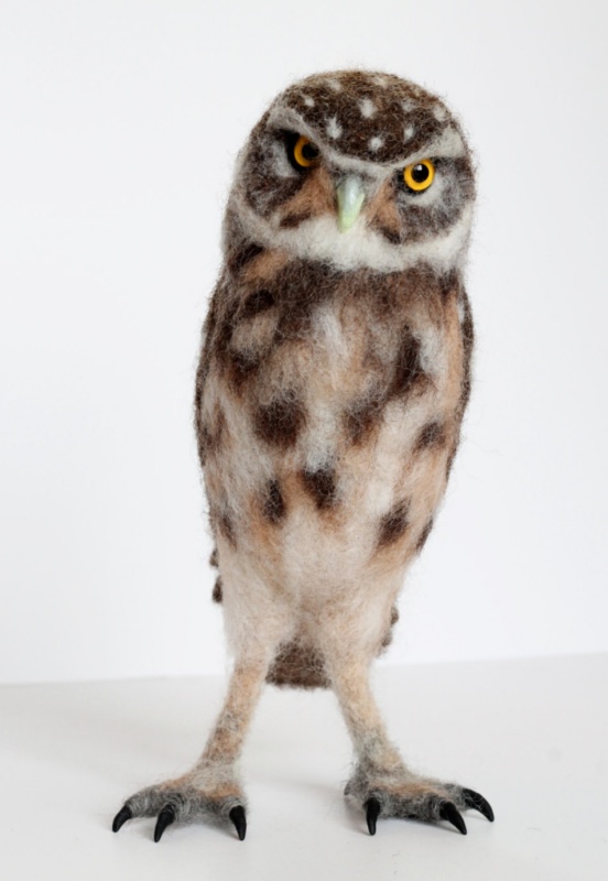 Needle-felted Burrowing Owl