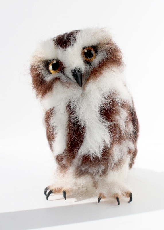 Needle-felted Saw-whet Owl