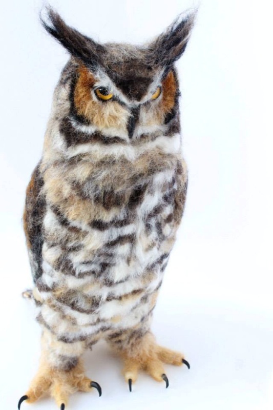 Needle-felted Great Horned Owl