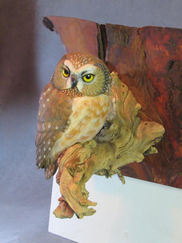 Northern Saw-whet Owl Carving