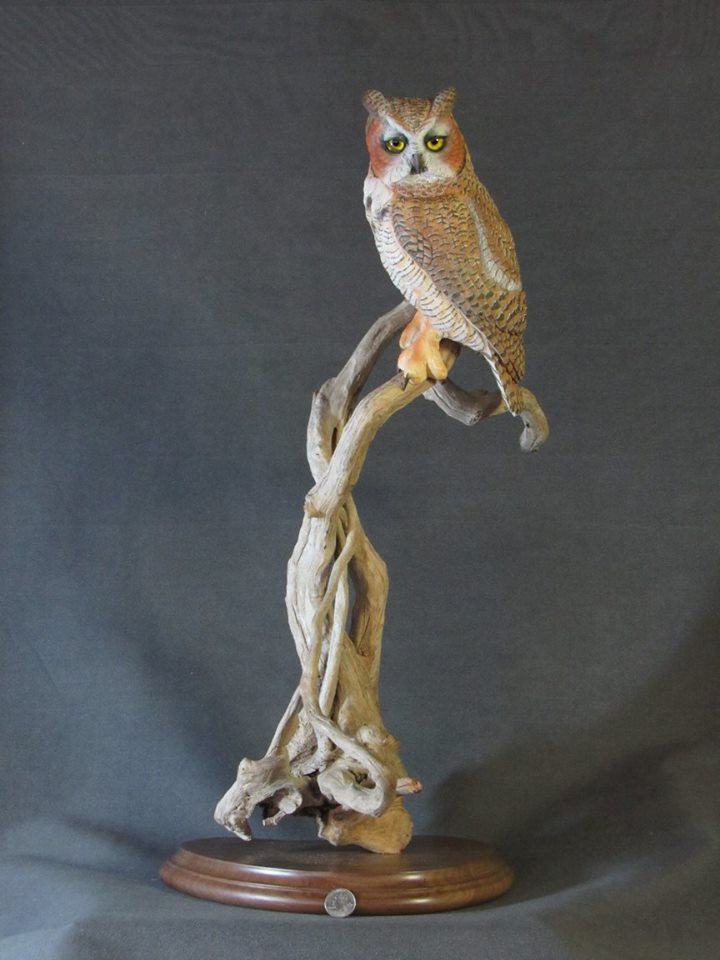 Great Horned Owl Carving