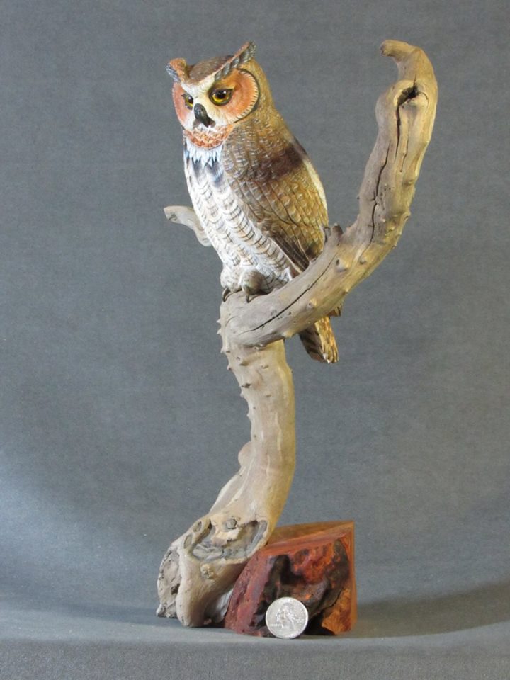 Great Horned Owl Carving