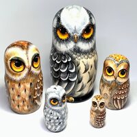 Owl Nesting Dolls 5 pcs wooden 
Owl Matryoshka dolls