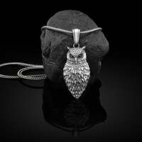Owl Handmade Silver Mens Necklace, Owl Silver Men Jewelry, Owl Sterling Silver Pendant, Owl ...