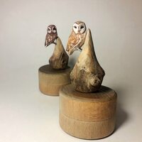 Wooden jewelry box with owl figurine